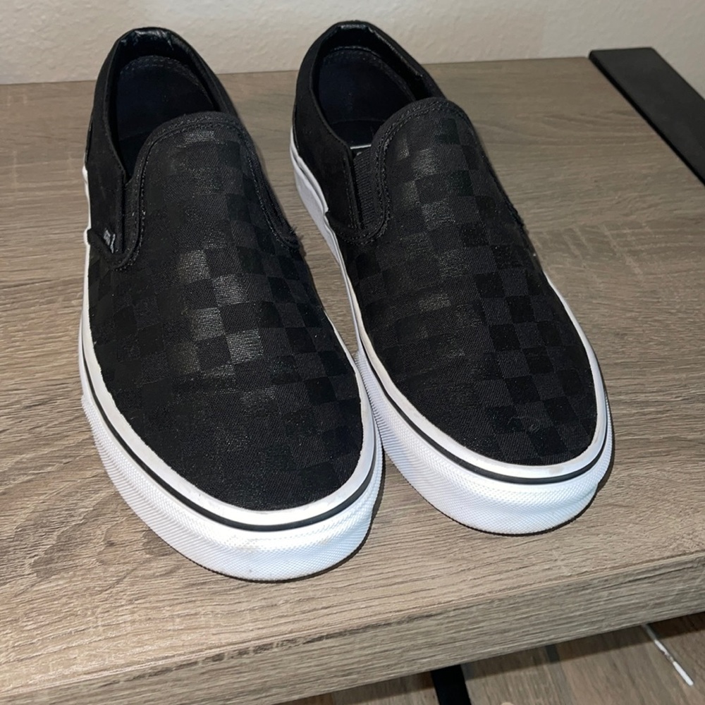 Vans Checkerboard slip ons Black Mens Size 9.5